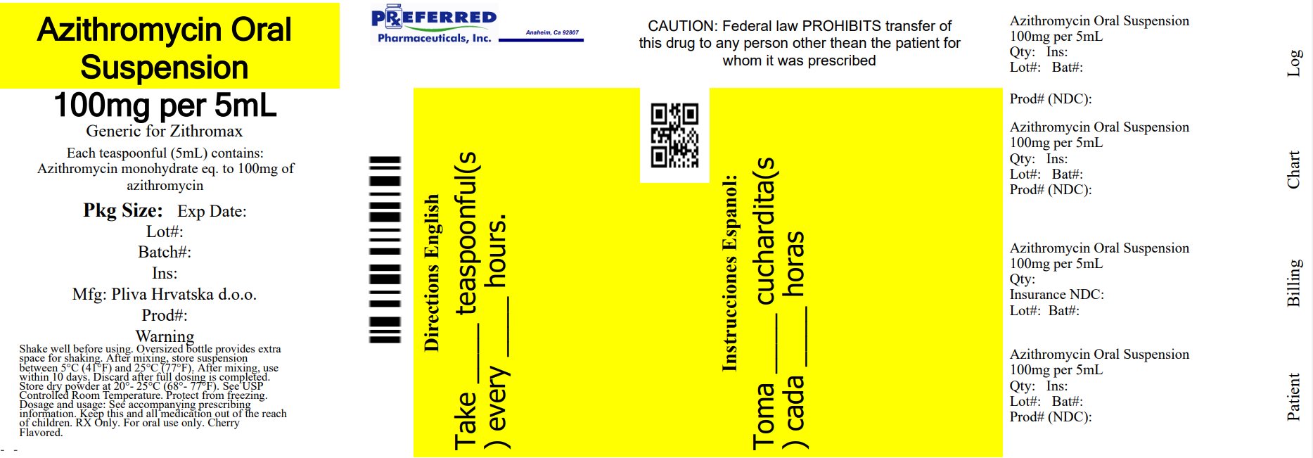 Azithromycin Oral Suspension            100mg per 5mL 