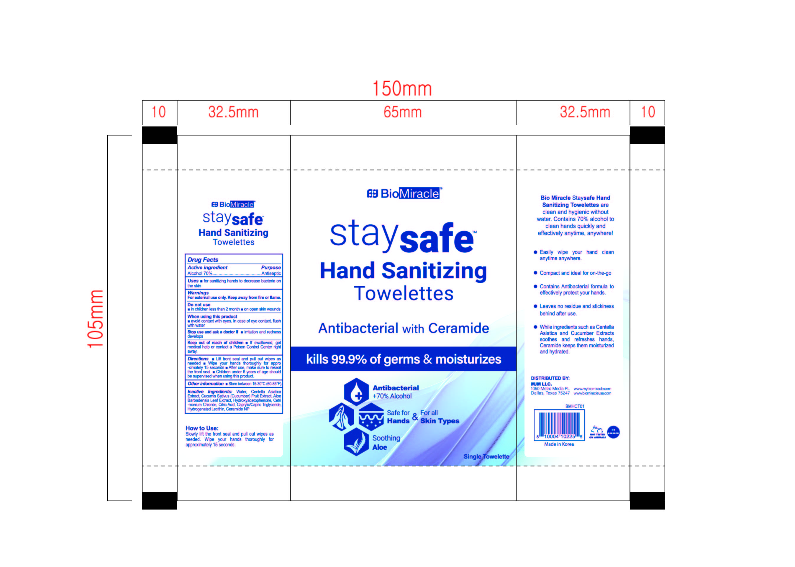 BioMiracle staysafe Hand Sanitizing Towelettes 1 ct