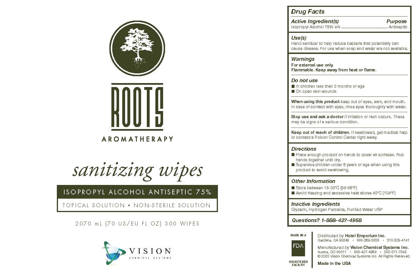 Roots Aromatherapy Sanitizing Wipes