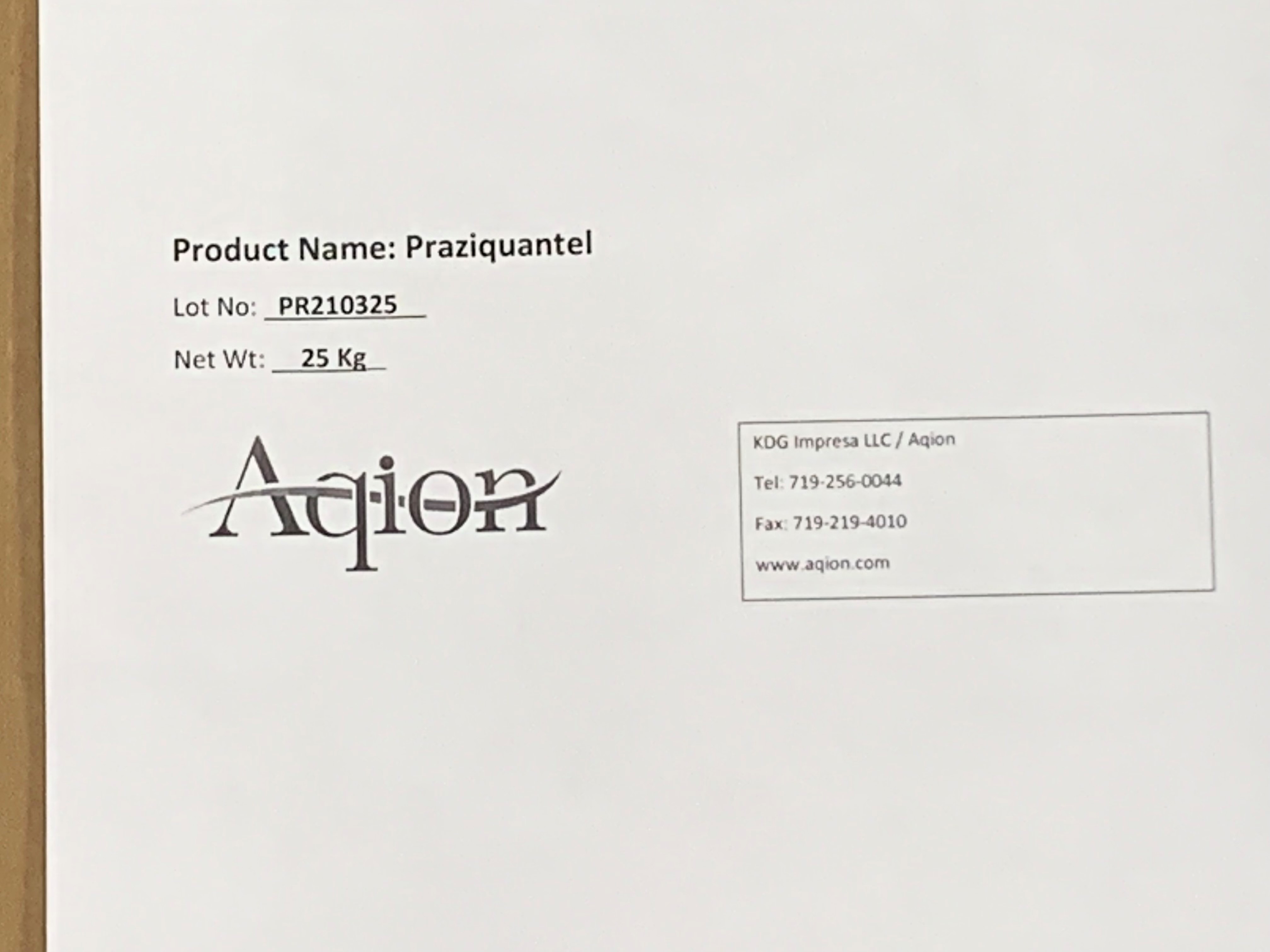 Aqion Praziquantel Bulk Label