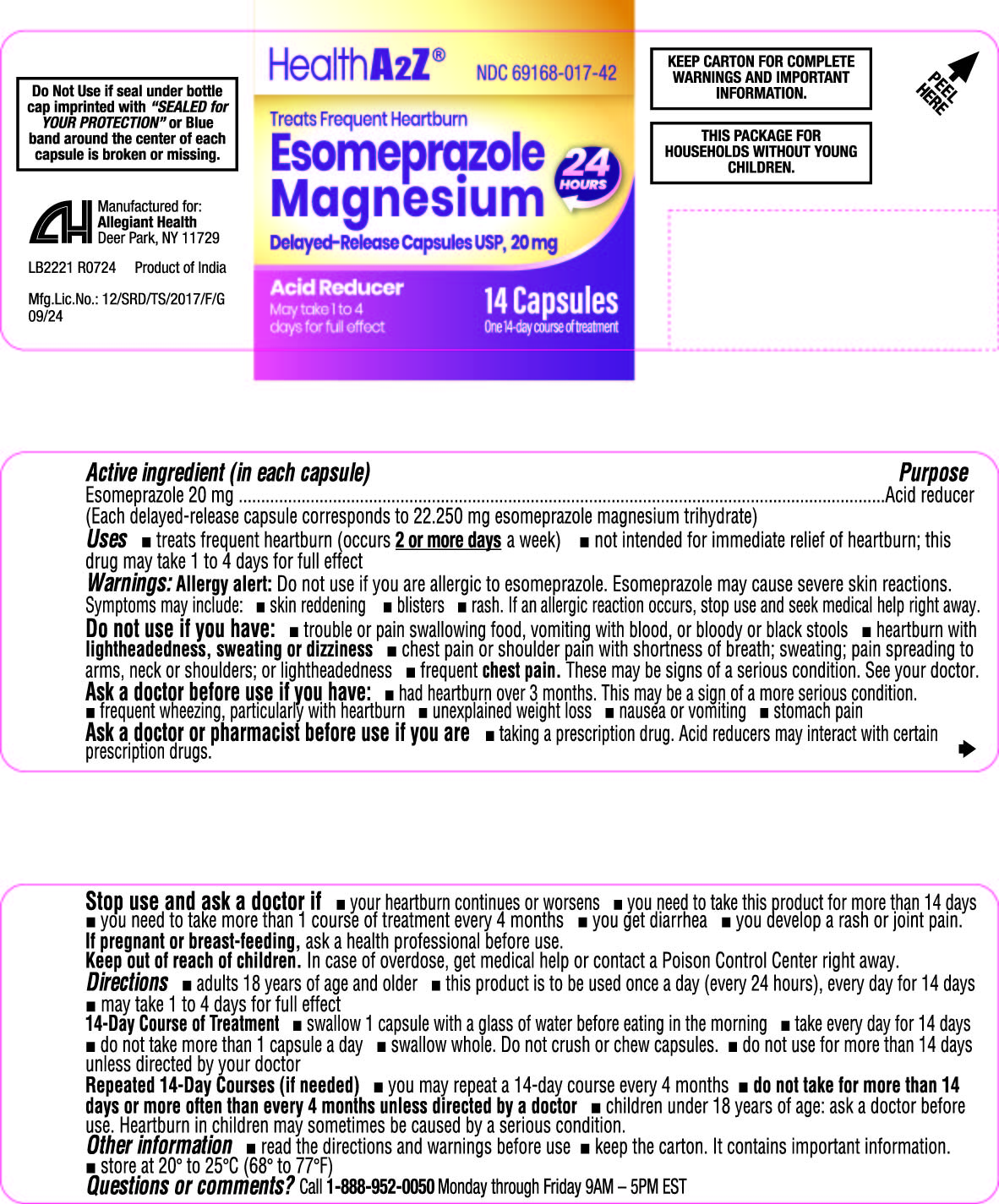 Esomeprazole 20 mg Label 42ct