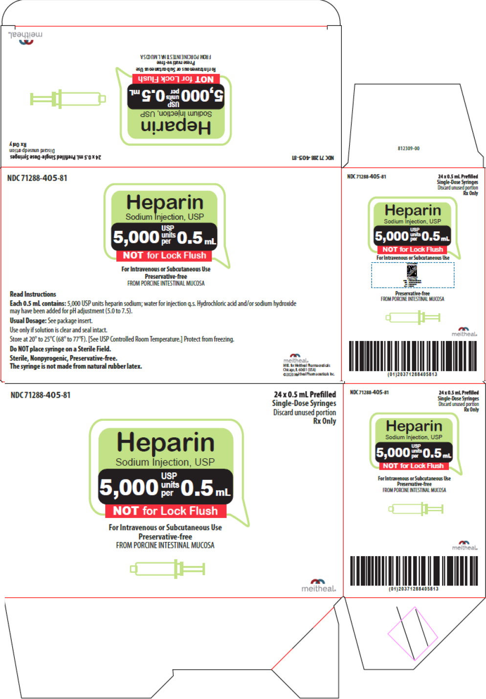 Principal Display Panel – Heparin Sodium Injection, USP 5,000 USP units per 0.5 mL Carton
