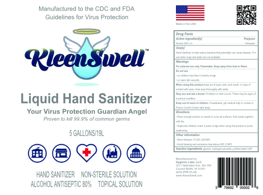 KleenSwell Liquid Hand Sanitizer 5 Gallon
