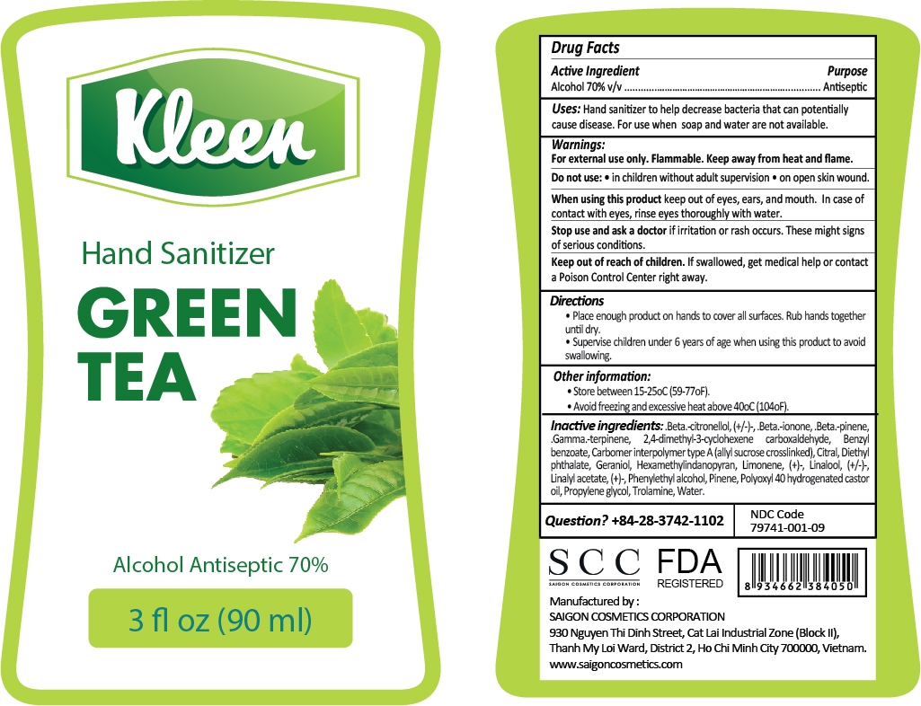 Kleen Hand Sanitizer Green Tea 90mL Label
