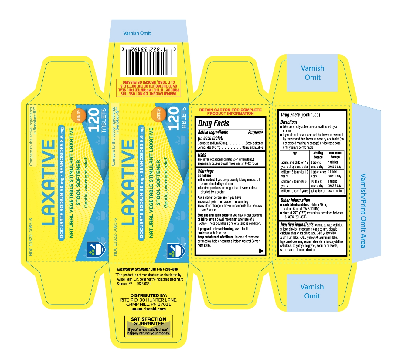 192R-Rite Aid-Laxative Stool Softner Tablets-carton label-120s