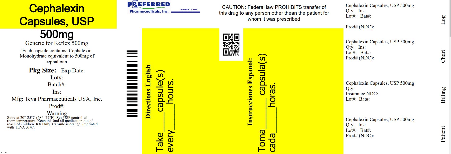 Cephalexin Capsules USP 500mg 