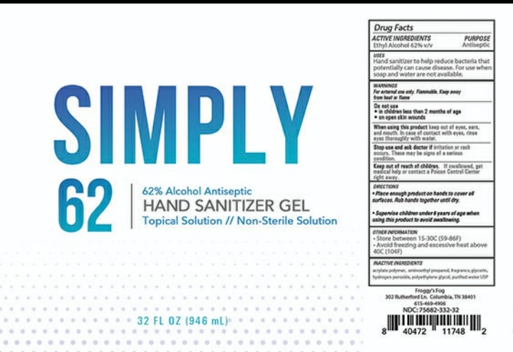 Simply 62 Hand Sanitizer Gel