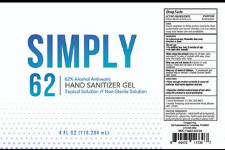 Simply 62 Hand Sanitizer Gel