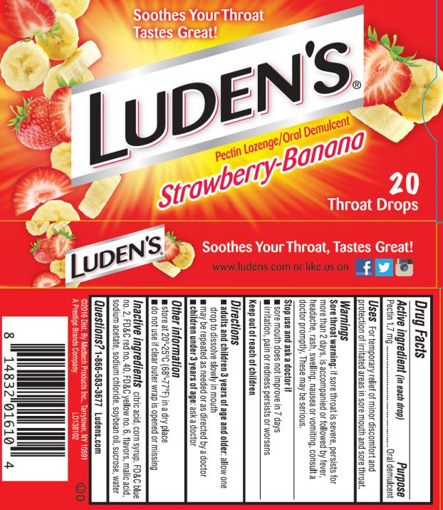 PRINCIPAL DISPLAY PANEL
Luden’s Strawberry-Banana Pectin lozenge / Oral Demulcent
20 Throat drops
