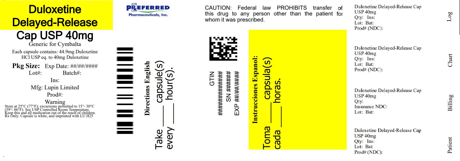 Duloxetine Delayed-Release Cap USP 40mg