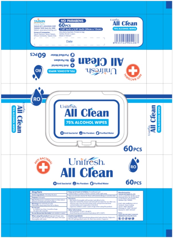 Unifresh All Clean Hand Sanitizer Wipes