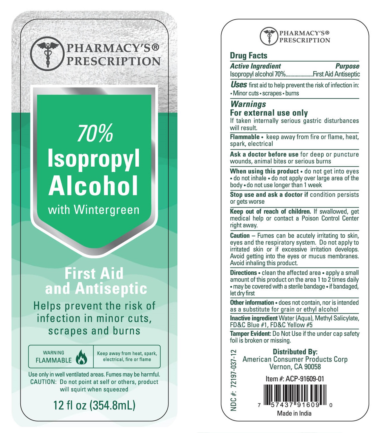 Pharmacys Prescription Isopropyl Alcohol Wintergreen