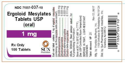Principal Display Panel 
NDC: <a href=/NDC/71557-037-10>71557-037-10</a>
Ergoloid Mesylates Tablets USP
(oral)
1mg
Rx Only
100 Tablets
SUN PHARMA