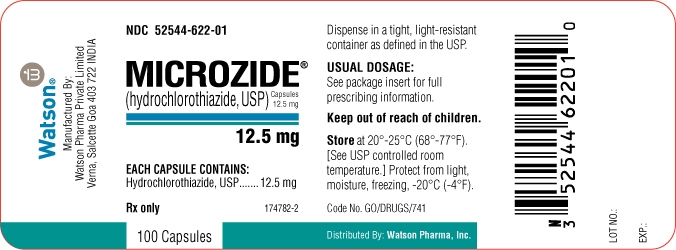 Microzide® (hydrochlorothiazide, USP) Capsules 12.5 mg Bottle 100 Capsules NDC: <a href=/NDC/52544-622-01>52544-622-01</a>