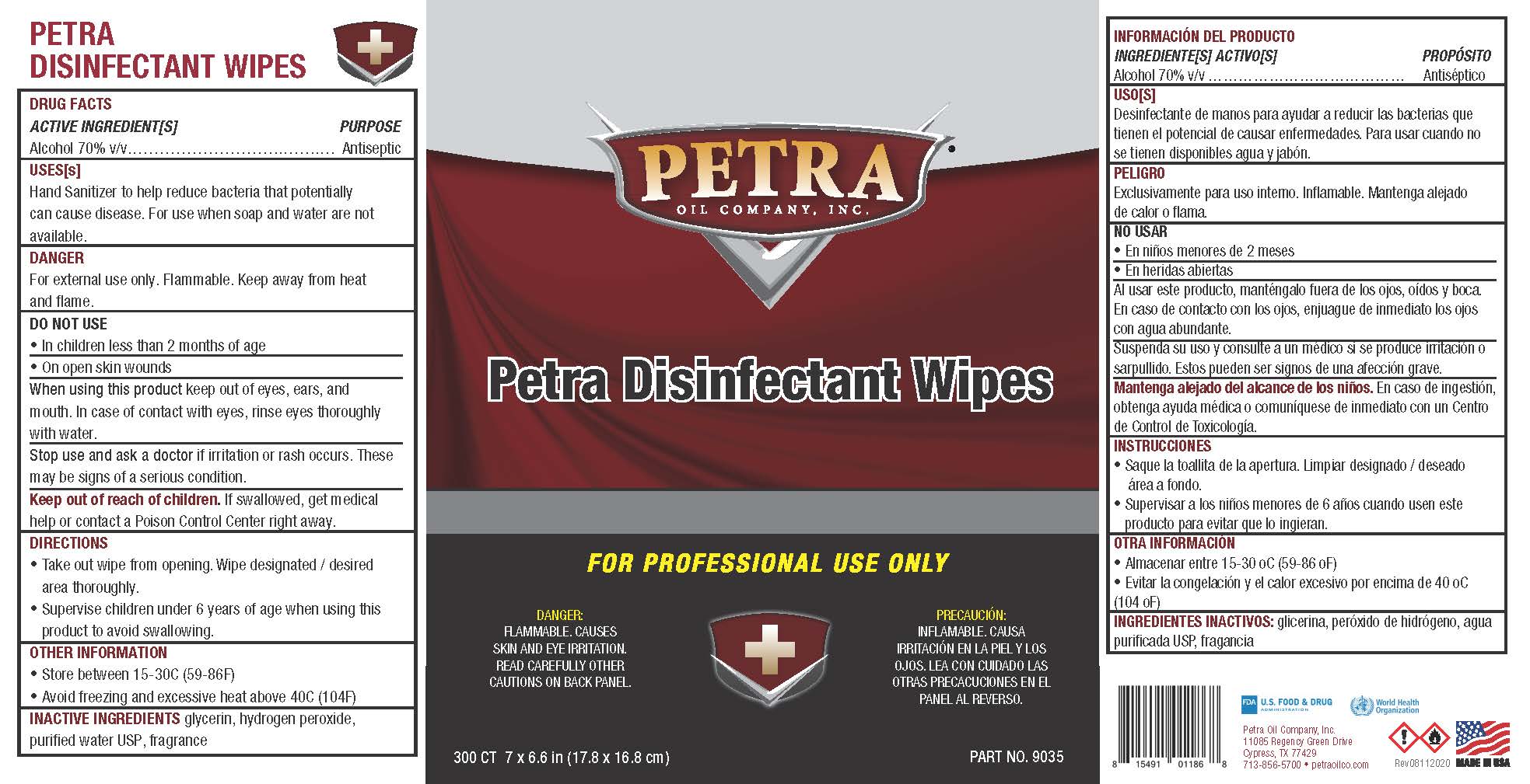 9035 Petra Disinfectant Wipes 