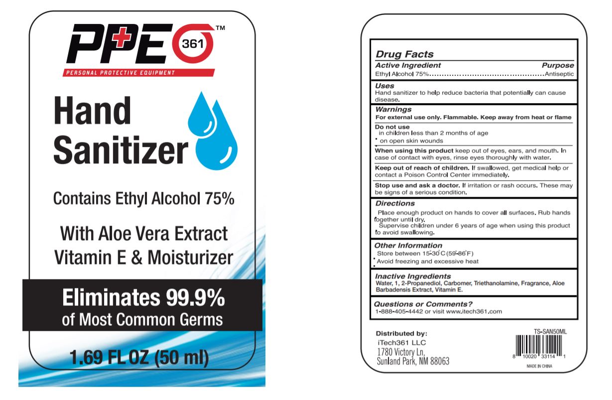 PPE361 HAND SANITIZER WITH ALOE VERA AND VITAMIN E 50 mL