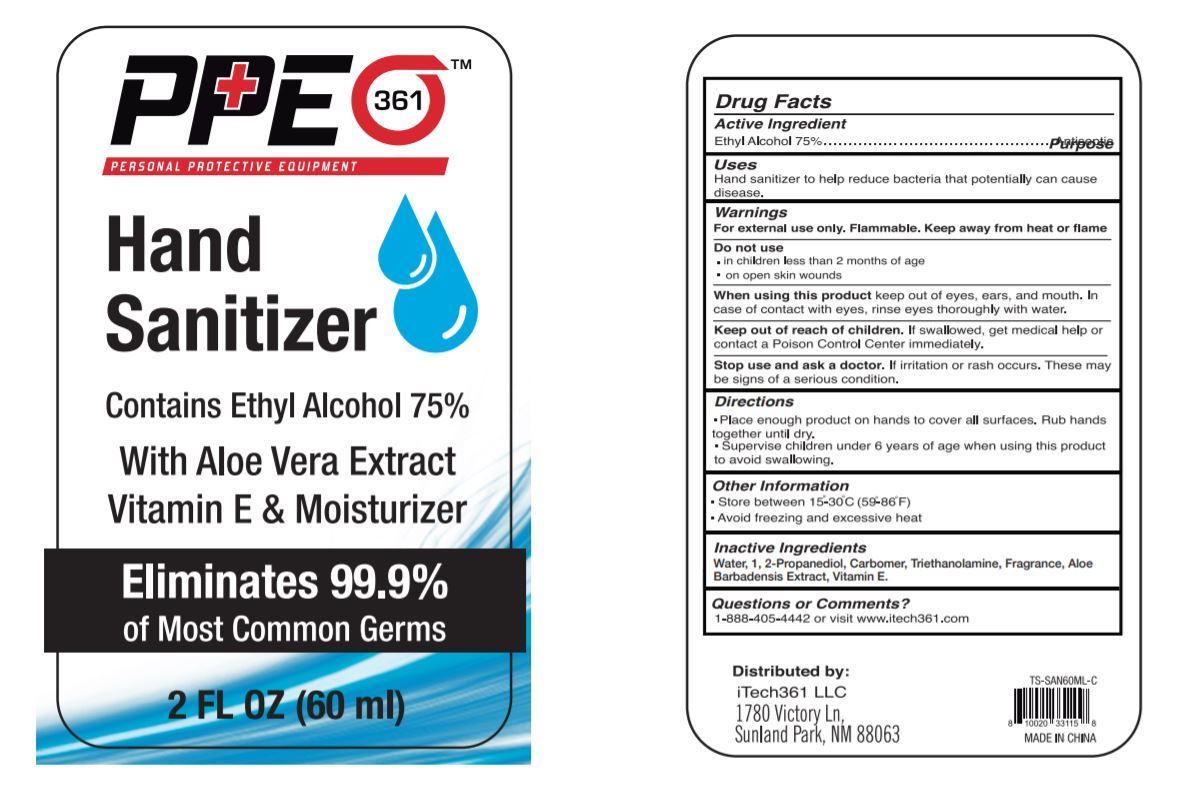 PPE361 HAND SANITIZER WITH ALOE VERA AND VITAMIN E 60 mL