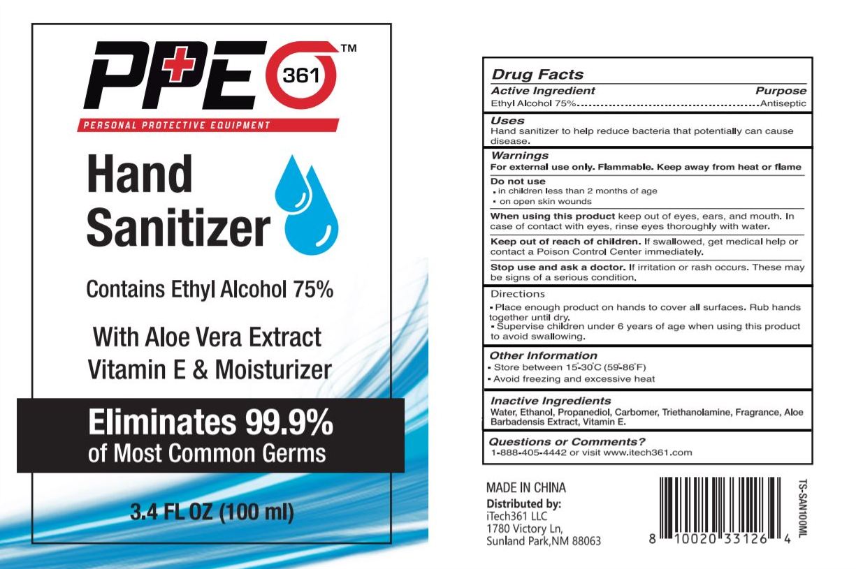 PPE361 HAND SANITIZER WITH ALOE VERA AND VITAMIN E 100 mL