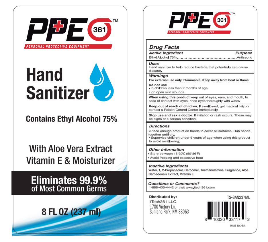 PPE361 HAND SANITIZER WITH ALOE VERA AND VITAMIN E 237 mL