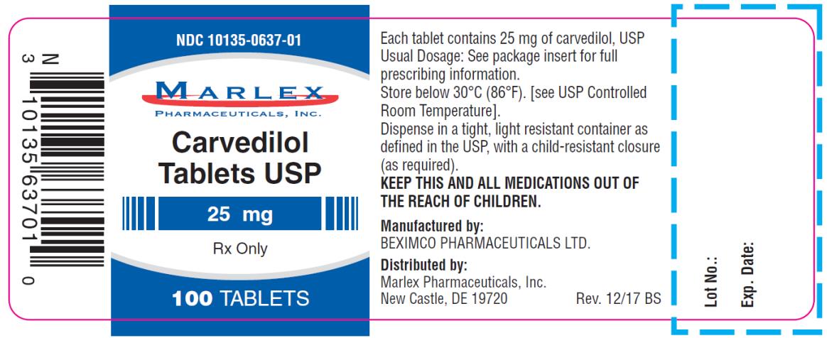 PRINCIPAL DISPLAY PANEL
NDC: <a href=/NDC/10135-0634-0>10135-0634-0</a>5
Carvedilol 
Tablets USP
6.25 mg
500 Tablets
Rx Only
