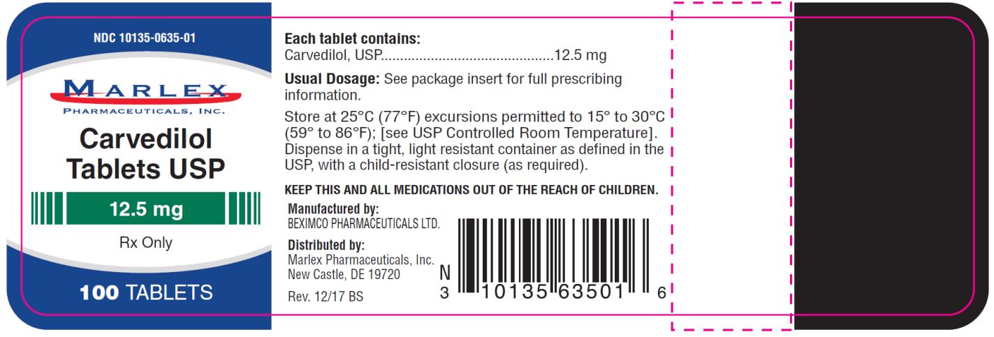 PRINCIPAL DISPLAY PANEL
NDC: <a href=/NDC/10135-0635-0>10135-0635-0</a>1
Carvedilol 
Tablets USP
12.5 mg
100 Tablets
Rx Only
