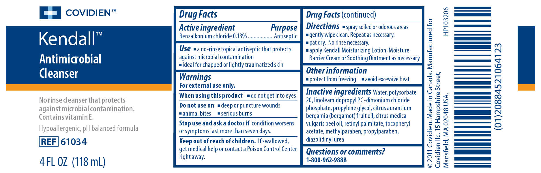 Image of Kendall Antimicrobial Cleanser Label