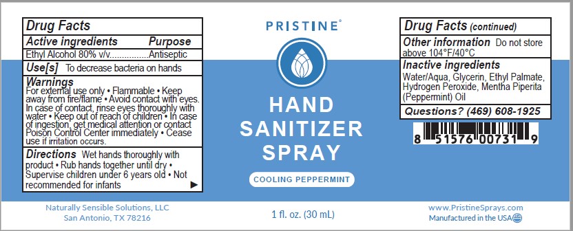 Pristine Hand Sanitizer Spray Cooling Peppermint 1 fl oz