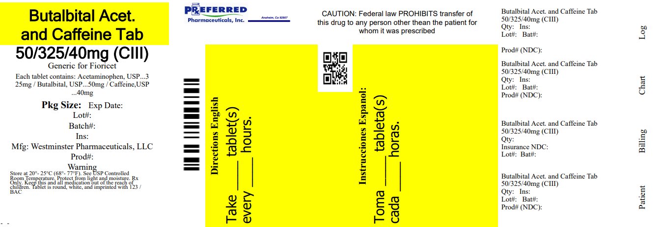 Butalbital Acetaminophen  Caffeine Tab USP 5032540mg 