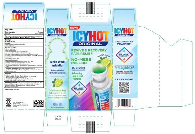 ICYHOT 
ORIGINAL
REVIVE & RECOVERY
PAIN RELIEF
NO-MESS
ROLL ON
Refreshing Lime & Mint Fragrance 
