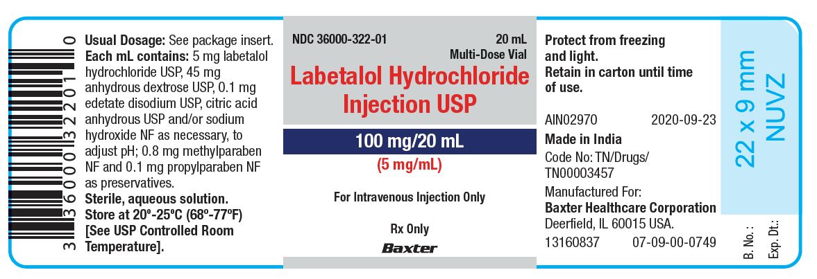 Labetalol HCL Injection, USP, 100mg, 20mL Vial