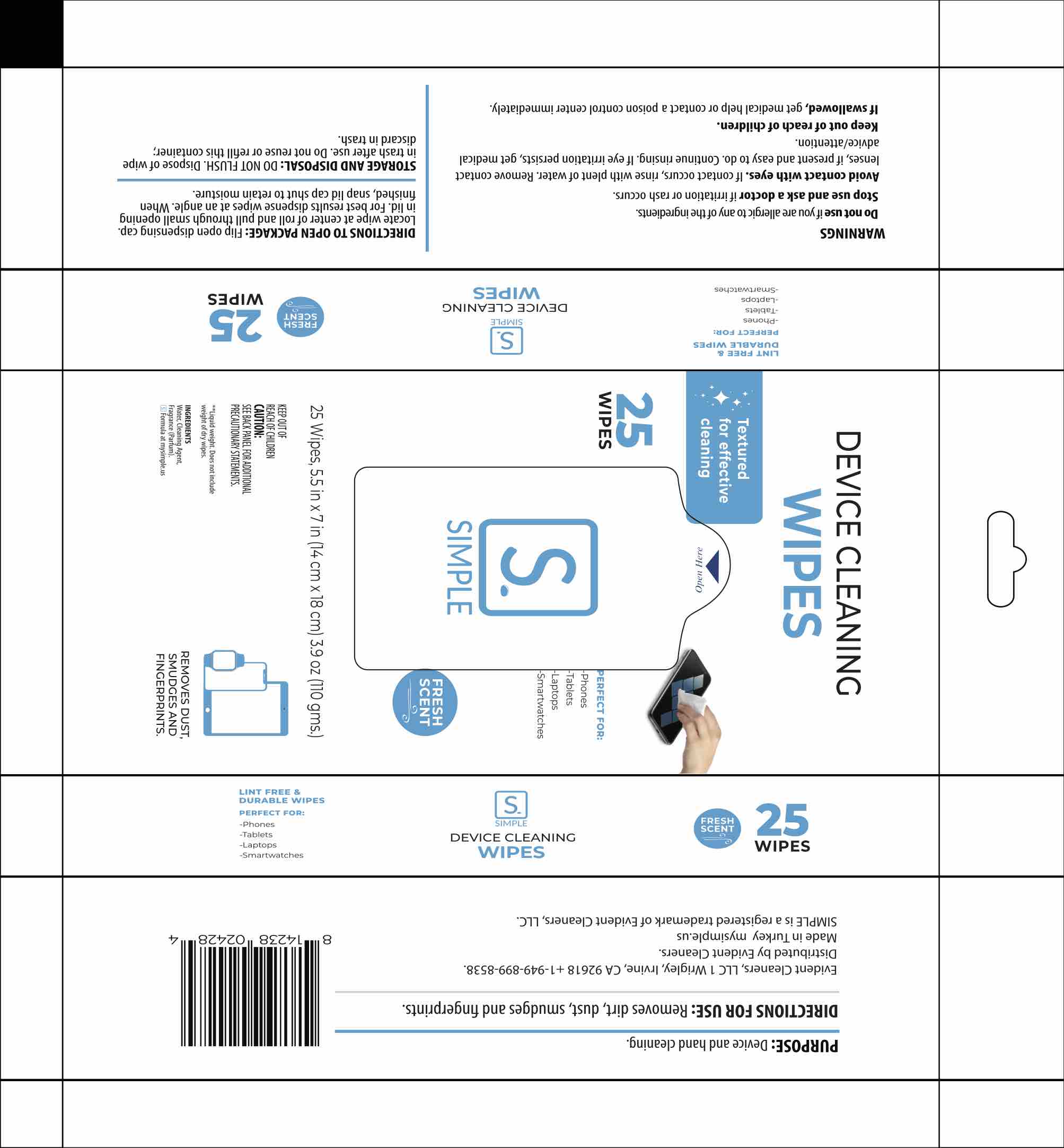 Simple Device Cleaning Wipes Flowpack 25 ct