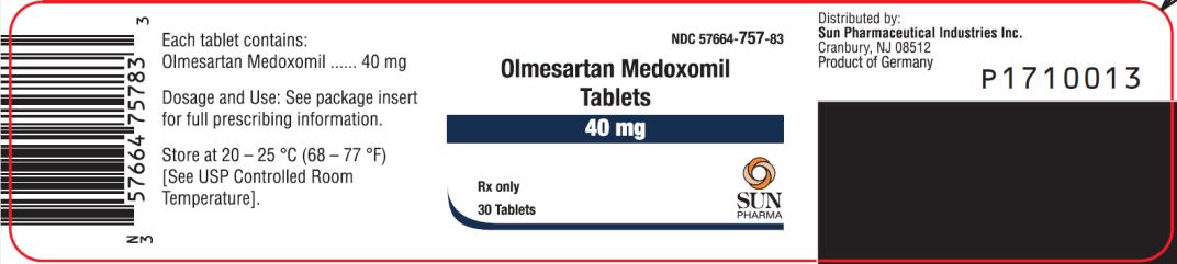 PRINCIPAL DISPLAY PANEL NDC: <a href=/NDC/57664-757-83>57664-757-83</a> Olmesartan Medoxomil Tablets 40 mg Rx Only 30 Tablets
