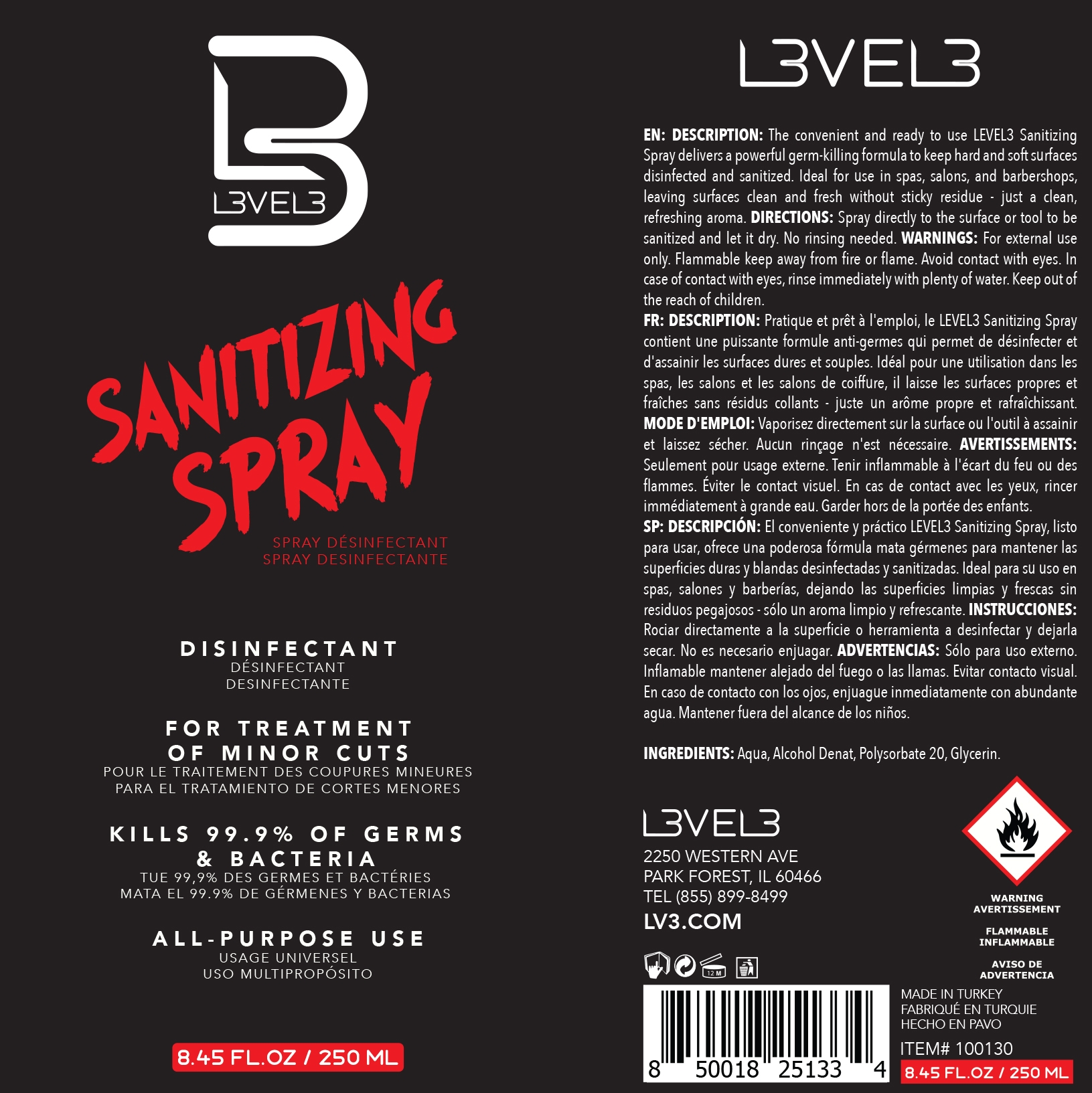 Sanitizing Spray 250ml Label