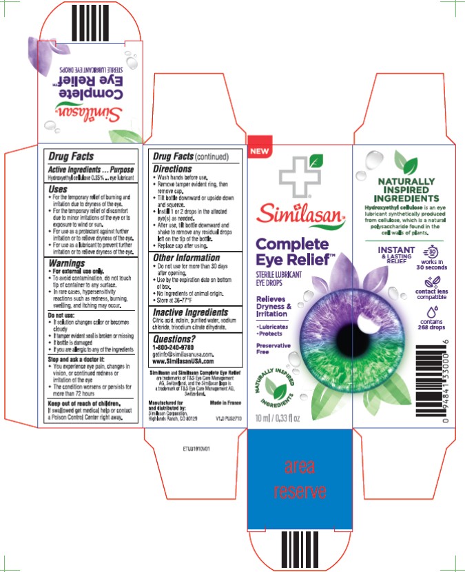 Principle Display Panel
Similasan
Complete Eye Relief
Sterile Lubricant Eye Drops

0.33 FL OZ (10ml)
