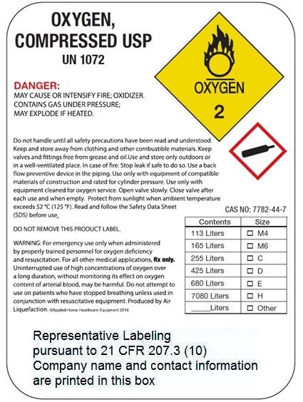 High Pressure Representative Label