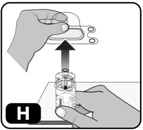 Remove the syringe cap from the pre-filled syringe by holding the syringe body with one hand and using the other hand to unscrew the syringe cap (turn to the left) (Figure I).