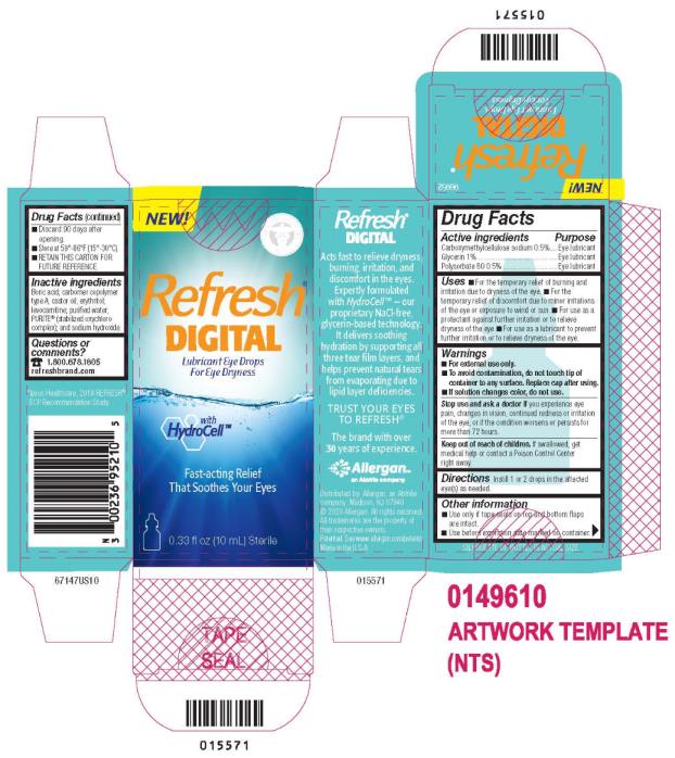 PRINCIPAL DISPLAY PANEL
NDC: <a href=/NDC/0023-6952-10>0023-6952-10</a>
Refresh®
 Digital
Lubricant Eye Drops
For Eye Dryness
with
HydroCell™
Fast-acting Relief
That Soothes Your Eyes
0.33 fl oz (10 mL) Sterile
