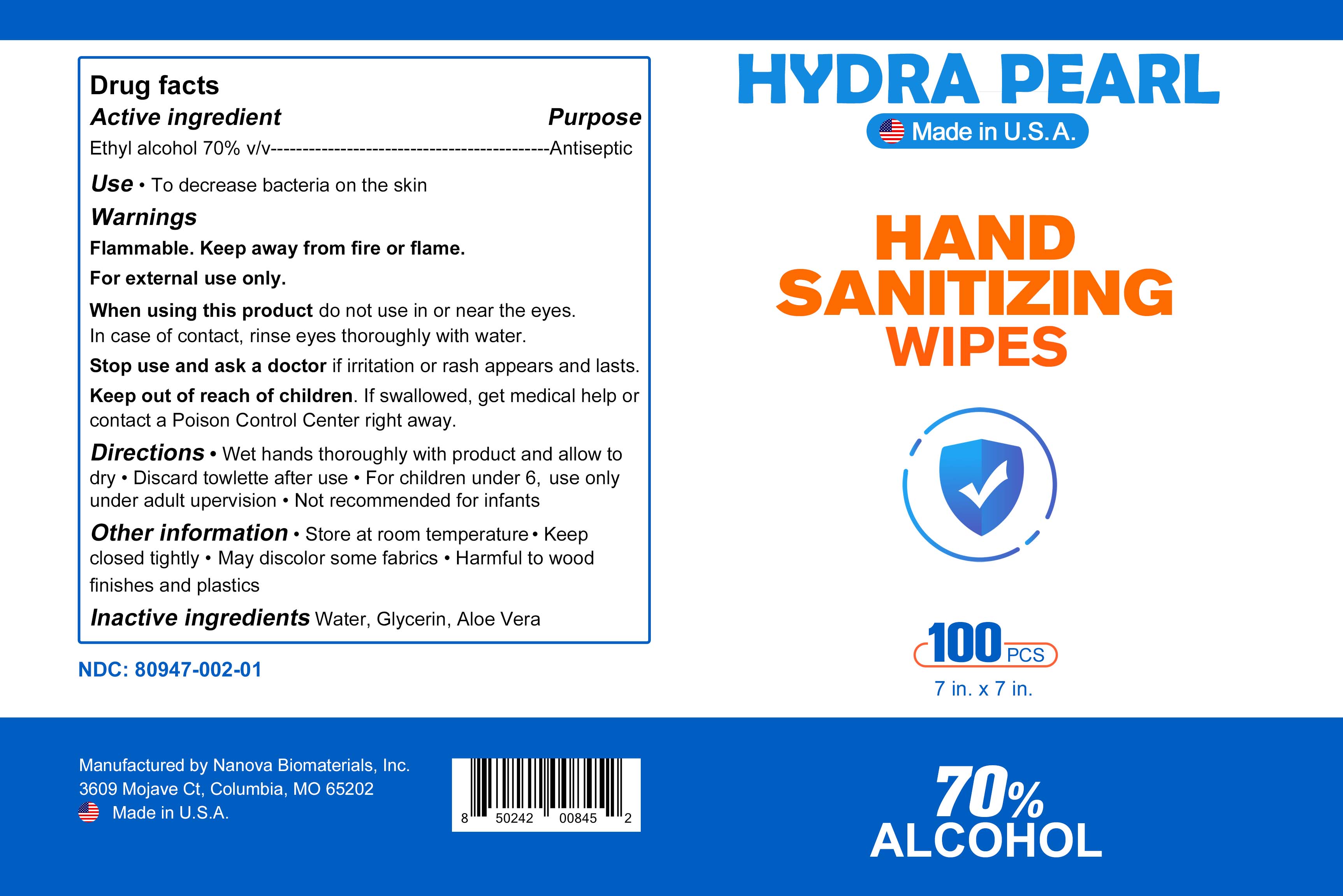 Hydra Pearl Wipe Label