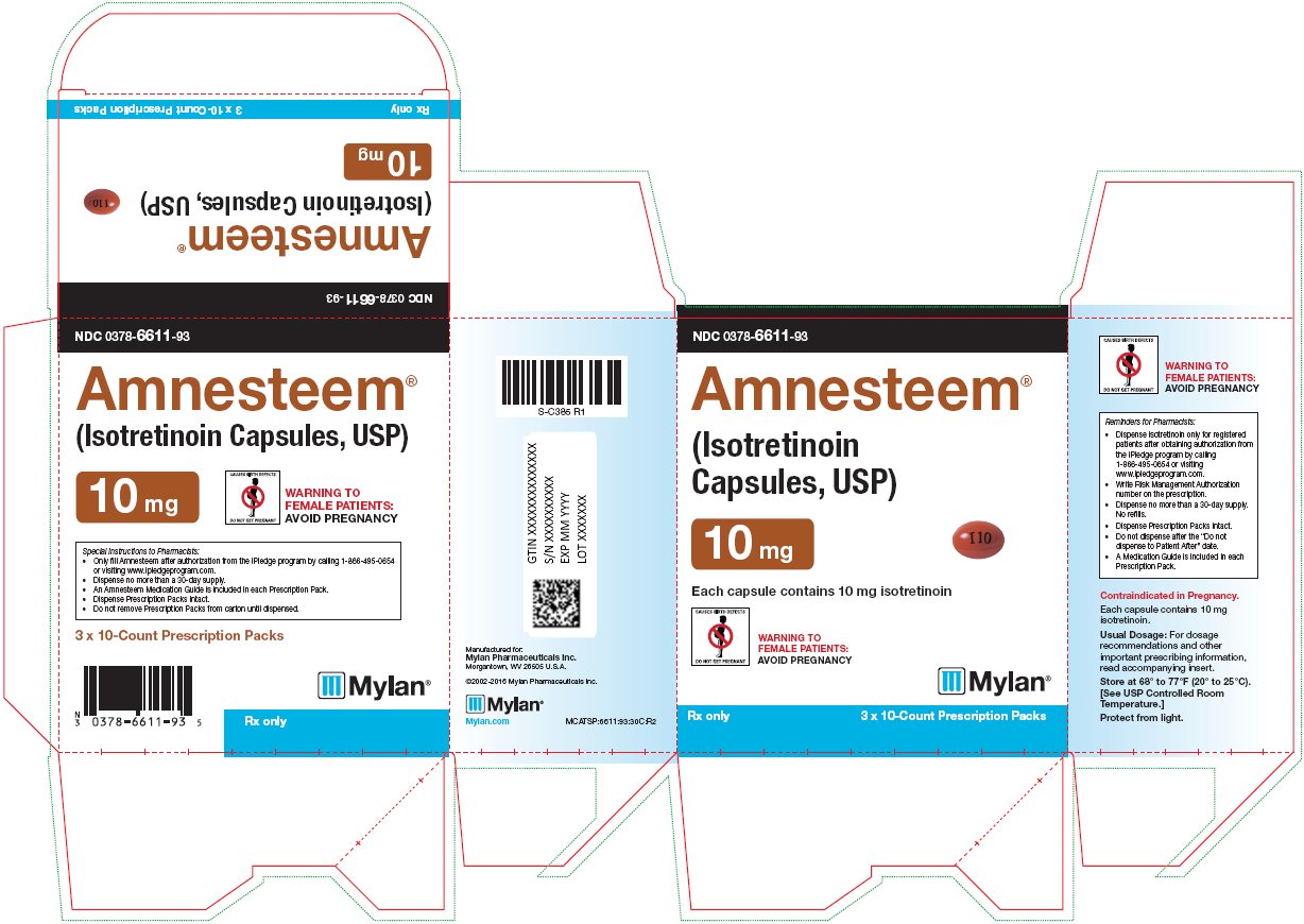 Amnesteem Capsules, USP 10 mg Carton Label