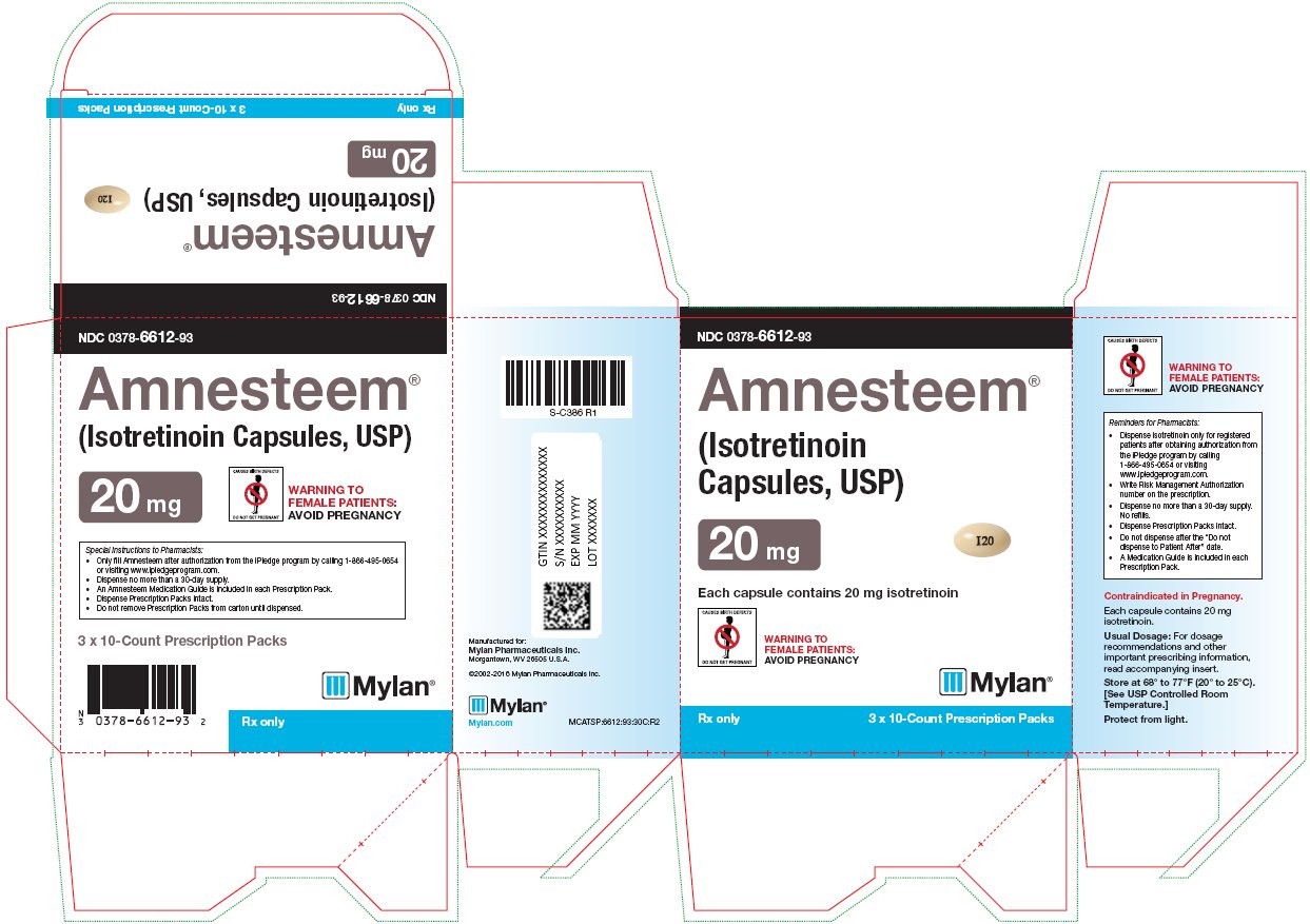 Amnesteem Capsules, USP 20 mg Carton Label
