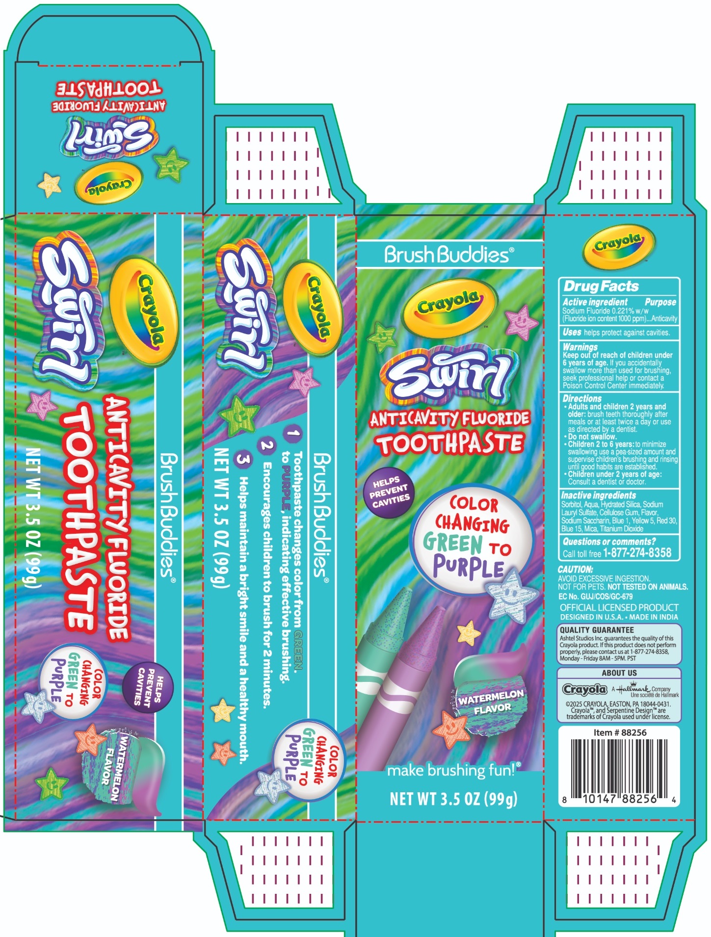 Brush Buddies® Crayola Swirl ANTICAVITY FLUORIDE TOOTHPASTE