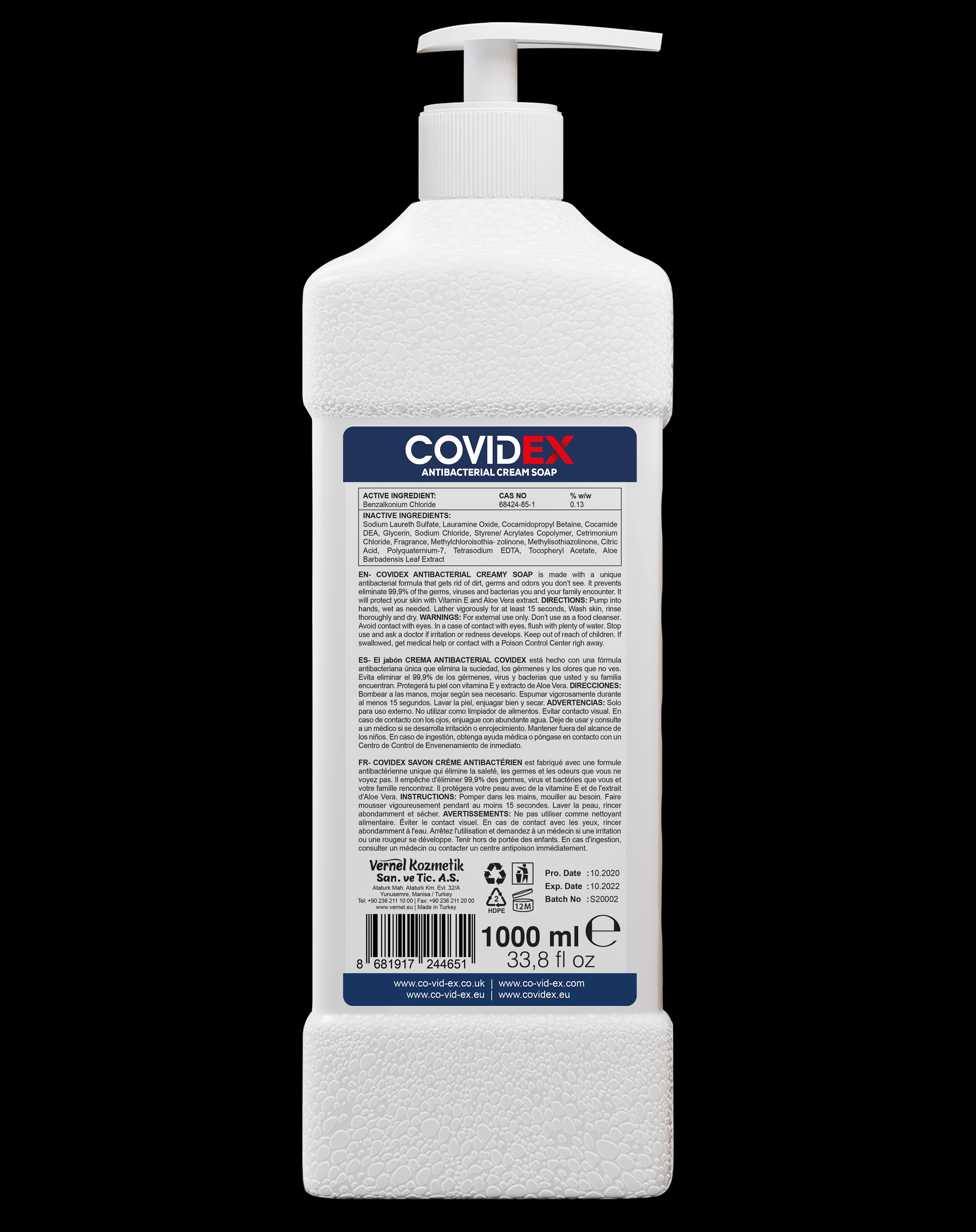 COVIDEX Antibacterial soap 1000 mL back