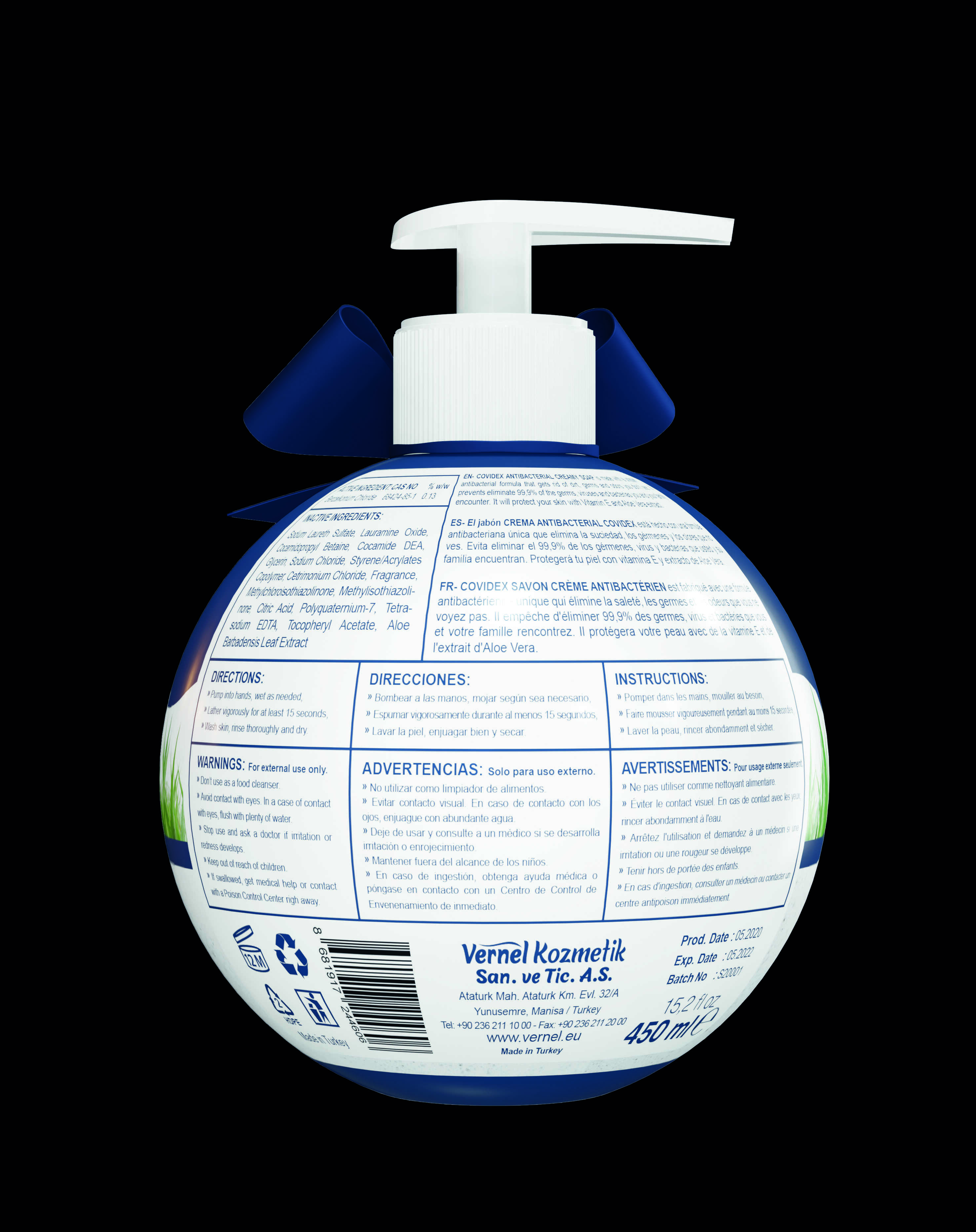 COVIDEX Antibacterial soap 450 mL back