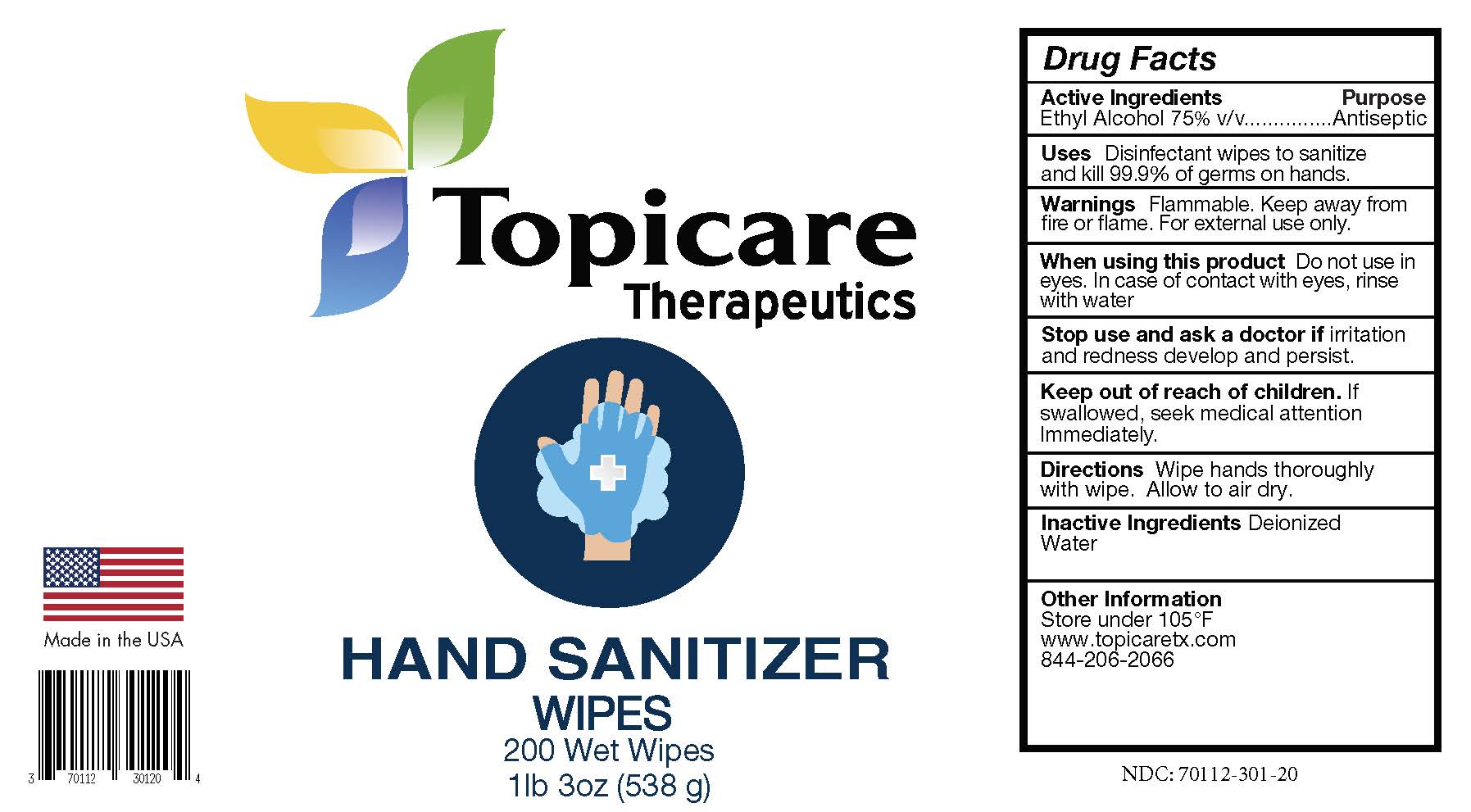 Topicare 200 ct Hand Wipes