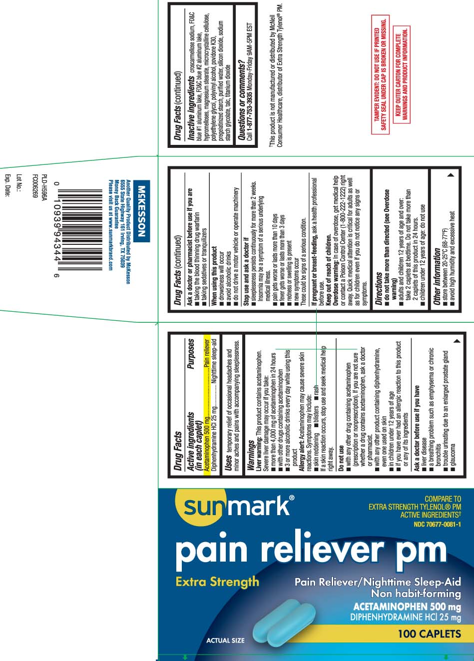 Acetaminophen 500 mg, Diphenhydramine HCL 25 mg