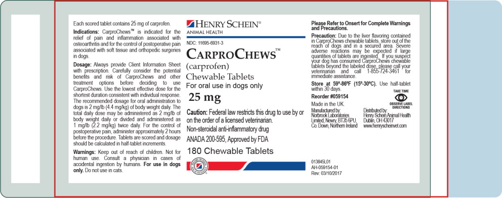 Principal Display Panel - Henry Schein CarproChews 25 mg Label

