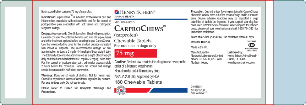 Principal Display Panel - Henry Schein CarproChews 75 mg Label

