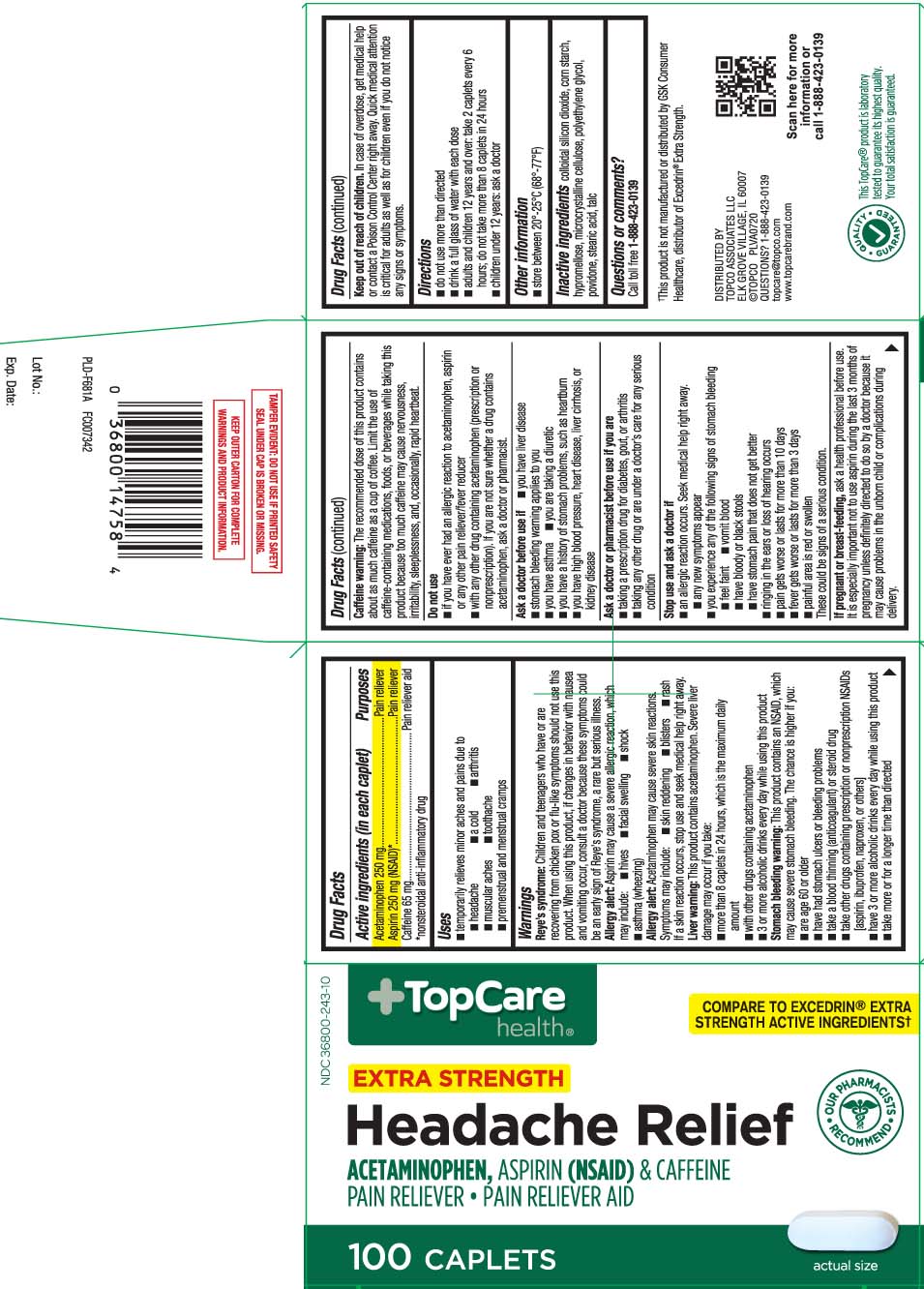 Acetaminophen 250 mg, Aspirin 250 mg (NSAID)*, Caffeine 65 mg, *nonsteroidal anti-inflammatory drug