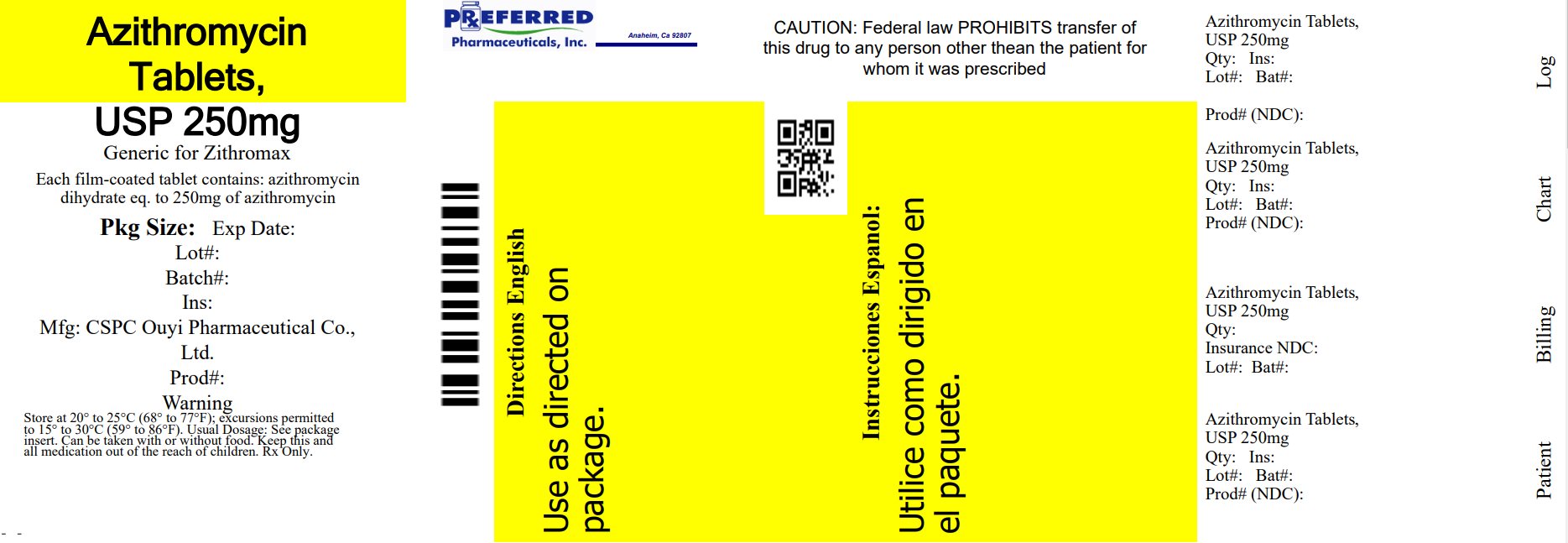 Azithromycin Tablets               USP 250mg 