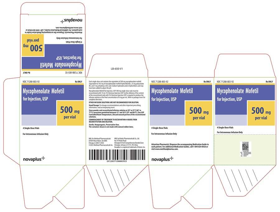 PRINCIPAL DISPLAY PANEL – Mycophenolate Mofetil for Injection, USP 500 mg Carton